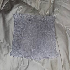 White Ruffled Strapless Top